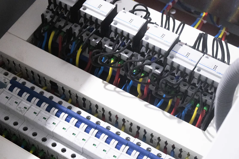 Contactors and wiring inside a control cabinet