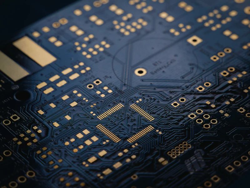 SMD parts on a dark circuit board
